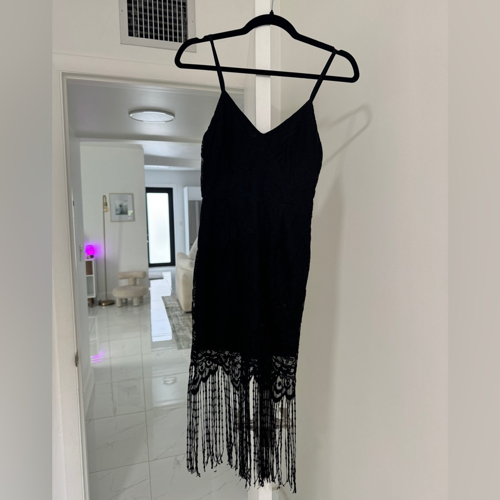 BLACK FRINGE DRESS